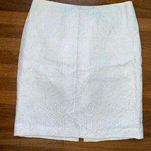 Kate Hill, white pattern pencil skirt